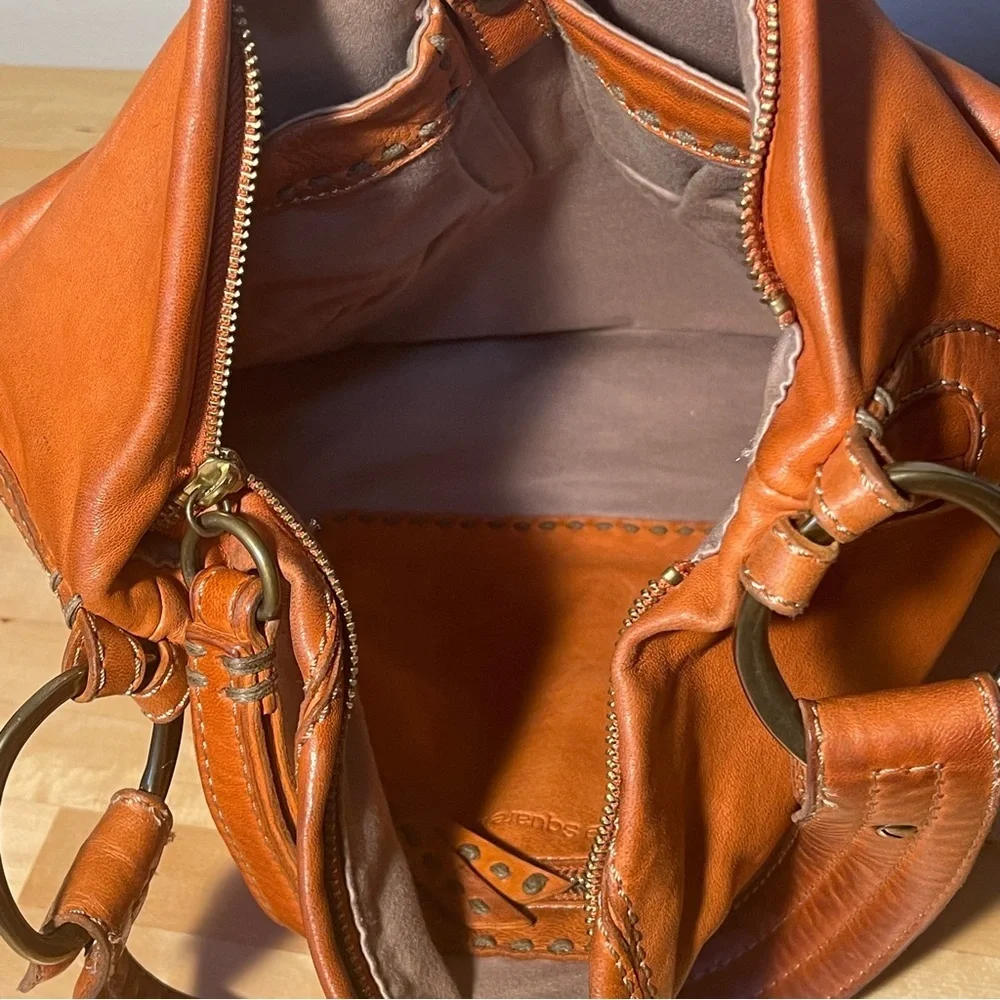 49 Square Miles Orange Leather Hobo Bag Soft Leather Shoulder Purse Artisan Hand